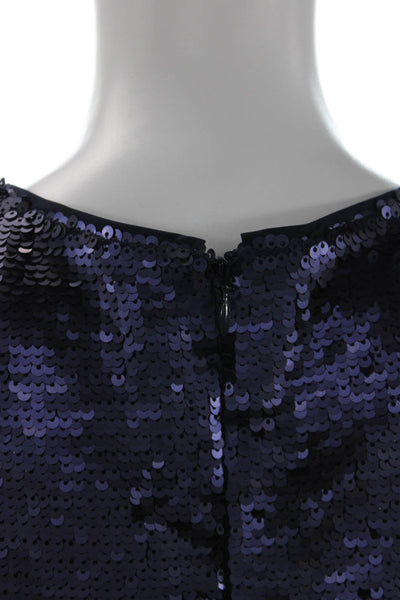 Banana Republic Women Shift Dress Dark Blue V-Neck Sleeveless Zip Size 2