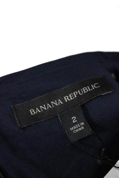 Banana Republic Women Shift Dress Dark Blue V-Neck Sleeveless Zip Size 2