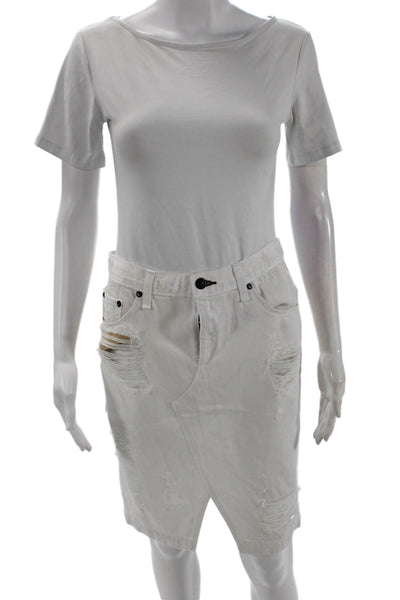 Rag & Bone Jean Women Straight Pencil Skirt White Knee Length Size 26