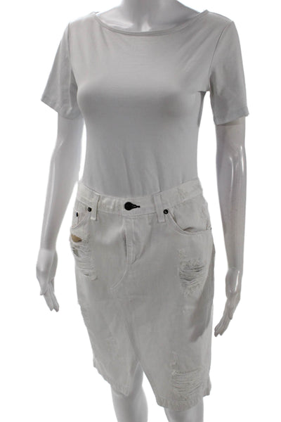 Rag & Bone Jean Women Straight Pencil Skirt White Knee Length Size 26