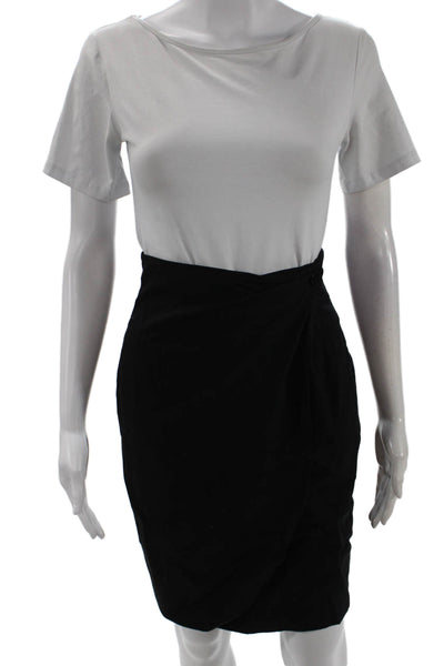 Giorgio Armani Le Collezioni, Women Pencil Tulip Skirt Black Virgin Wool Size 4