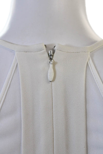 Halston Women White V-Neck Sleeveless Jumpsuit 95% Polyester Size 2
