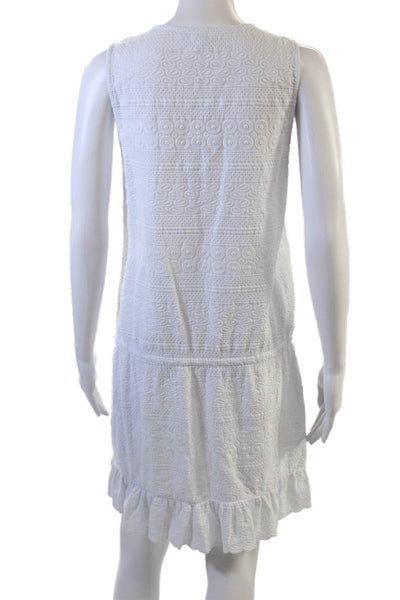 Melissa Odabash Women Shift Dress White V-Neck Sleeveless Beach Short Size M