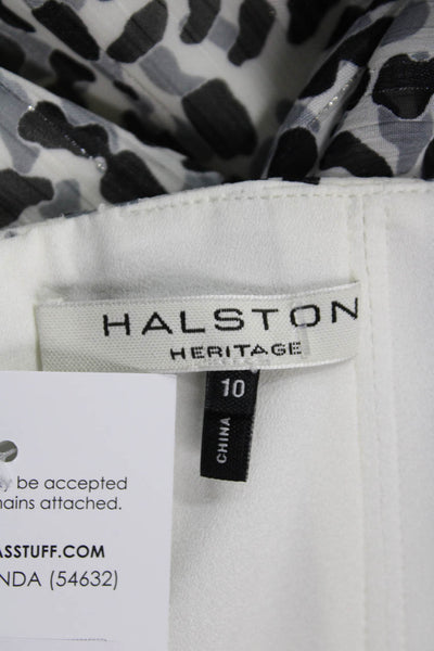 Halston, Womens Maxi Sundress Black Animal Print V-Neck Tie Size 10