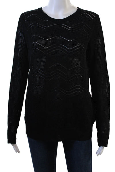 Vince Unisex Pullover Sweater Black Crew Neck Cotton Blend Size M