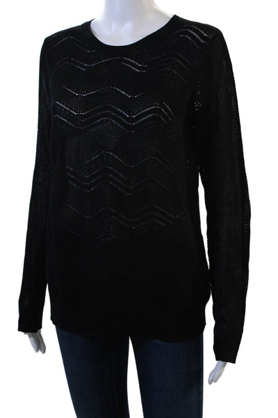 Vince Unisex Pullover Sweater Black Crew Neck Cotton Blend Size M