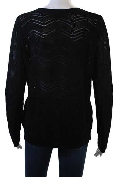 Vince Unisex Pullover Sweater Black Crew Neck Cotton Blend Size M