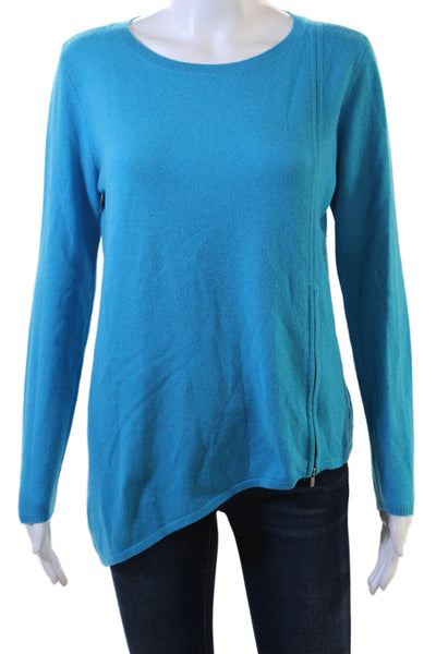 Magaschoni Women Cashmere Pullover Sweater Blue Crew Neck Size S