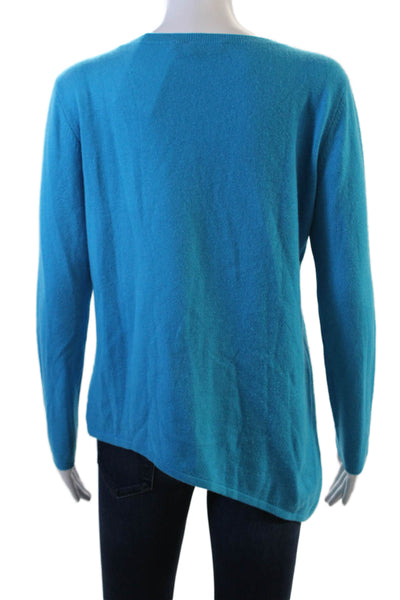 Magaschoni Women Cashmere Pullover Sweater Blue Crew Neck Size S