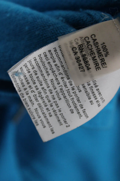 Magaschoni Women Cashmere Pullover Sweater Blue Crew Neck Size S