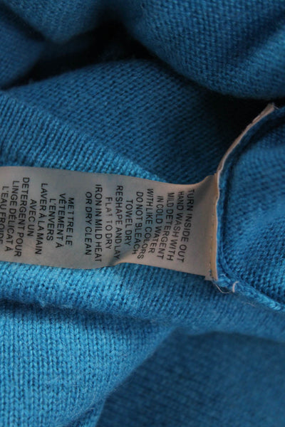 Magaschoni Women Cashmere Pullover Sweater Blue Crew Neck Size S
