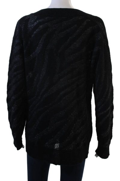 Rag & Bone Unisex Pullover Sweater Black Animal Print V-Neck Size S
