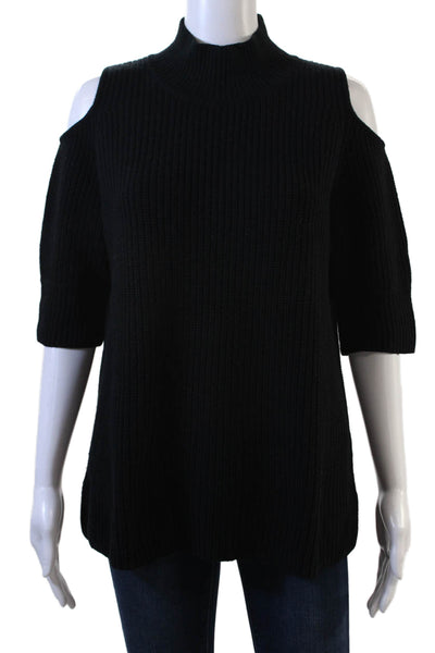 Zoe Jordan Women Pullover Sweater Black Mock Neck 3/4 Sleeve Size M