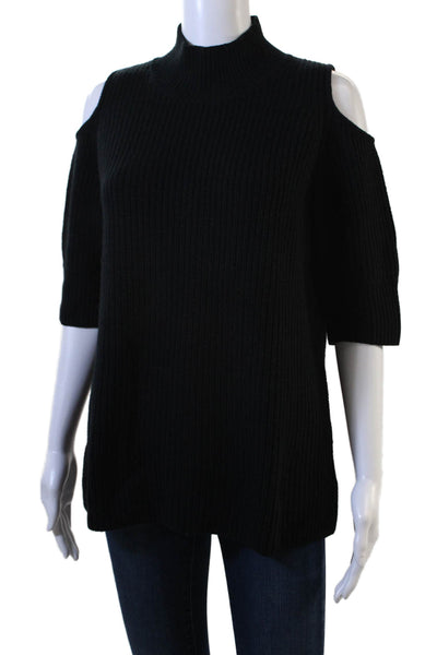 Zoe Jordan Women Pullover Sweater Black Mock Neck 3/4 Sleeve Size M