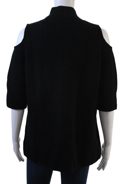 Zoe Jordan Women Pullover Sweater Black Mock Neck 3/4 Sleeve Size M