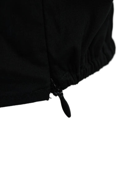 Marella Womens Cropped Button-Up Collared Short Sleeve Black Cotton Top Size 38