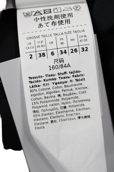 Marella Womens Cropped Button-Up Collared Short Sleeve Black Cotton Top Size 38