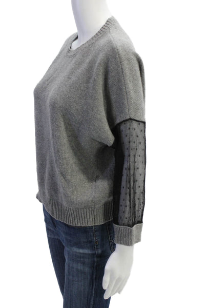 RED Valentino Women Pullover Sweater Gray Wool Crew Neck 3/4 Sleeve Size M