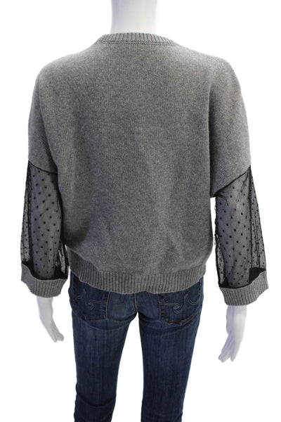 RED Valentino Women Pullover Sweater Gray Wool Crew Neck 3/4 Sleeve Size M