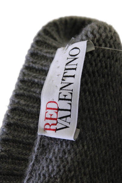 RED Valentino Women Pullover Sweater Gray Wool Crew Neck 3/4 Sleeve Size M