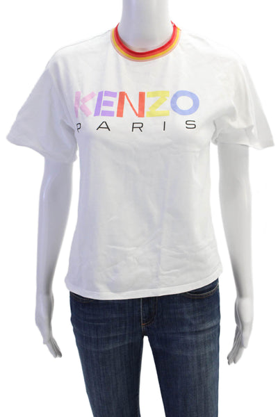 Kenzo Kids Girls Cotton Graphic Print Short Sleeve T-Shirt White Size 12