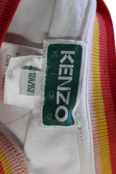 Kenzo Kids Girls Cotton Graphic Print Short Sleeve T-Shirt White Size 12