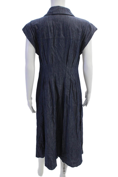 Tommy Hilfiger Women Dark Blue Cotton Shirt Dress Collared Button Size 4