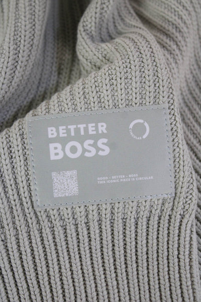 BOSS Mens Beige Wool Blend V-Neck Sweater Vest Solid Sleeveless Size M