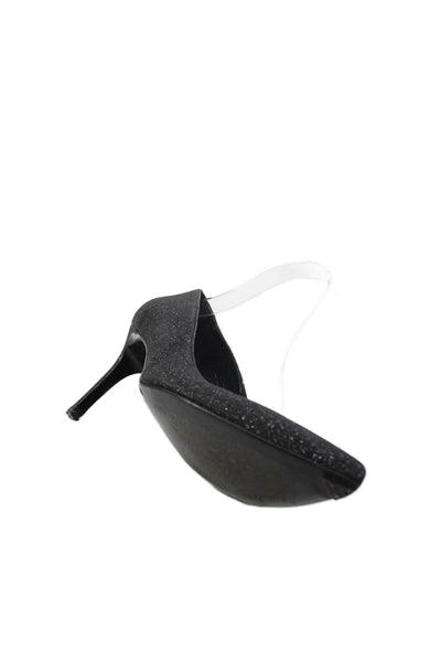 Stuart Weitzman Womens Pointed Toe Pumps Black Metallic Size 8.5 Wide