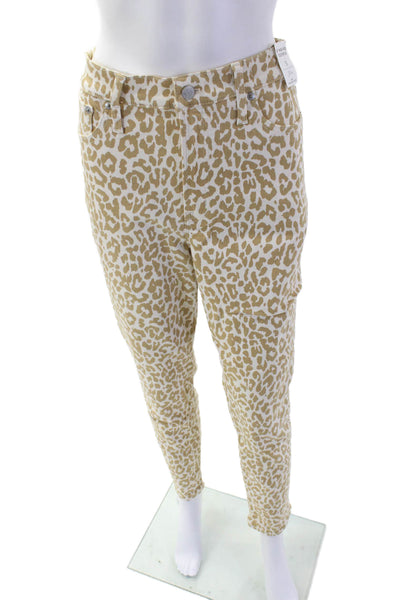 J Crew Womens Ankle Cropped Animal Print Beige Pants Size 31