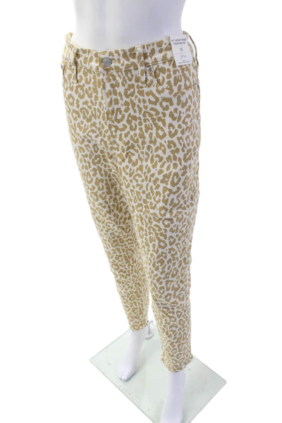 J Crew Womens Ankle Cropped Animal Print Beige Pants Size 31