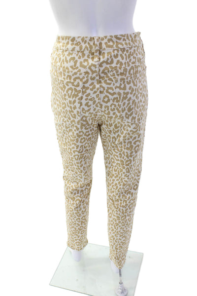J Crew Womens Ankle Cropped Animal Print Beige Pants Size 31