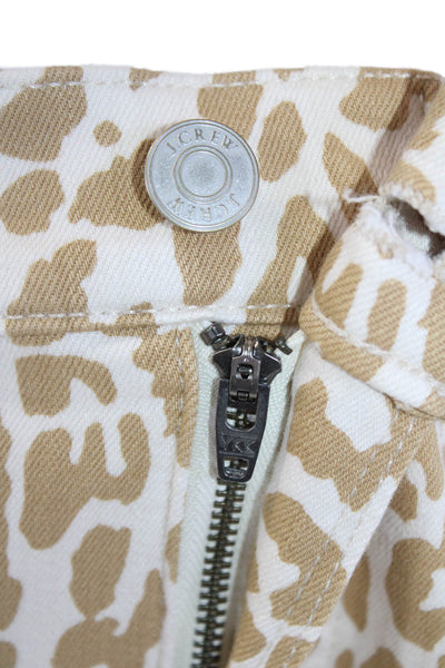 J Crew Womens Ankle Cropped Animal Print Beige Pants Size 31