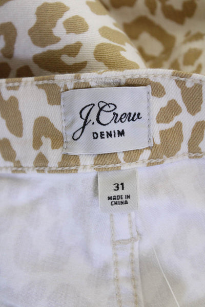 J Crew Womens Ankle Cropped Animal Print Beige Pants Size 31
