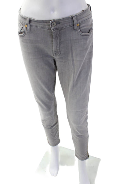 7 For All Mankind Women Skinny Ankle Cropped Gray Jeans Size 31