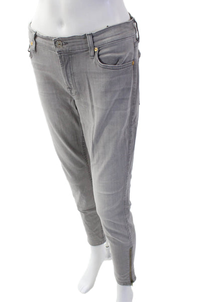 7 For All Mankind Women Skinny Ankle Cropped Gray Jeans Size 31