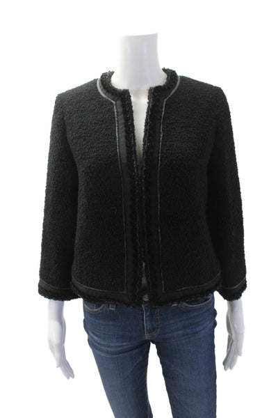 Brooks Brothers Women Black Wool Blend 3/4 Sleeve Jacket Size 6
