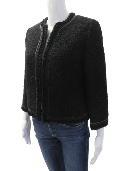 Brooks Brothers Women Black Wool Blend 3/4 Sleeve Jacket Size 6