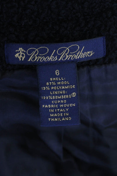 Brooks Brothers Women Black Wool Blend 3/4 Sleeve Jacket Size 6