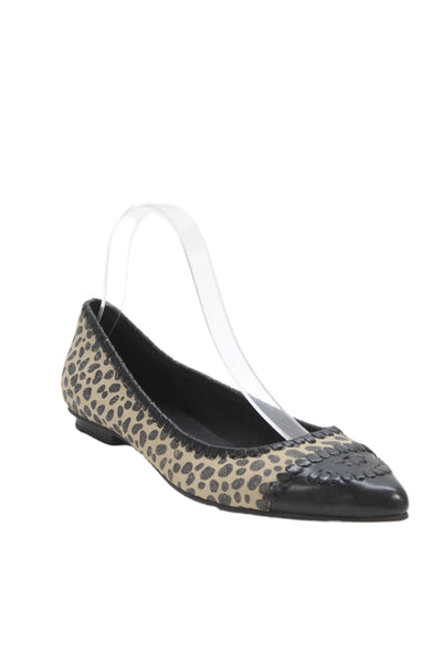 Jack Rogers Womens Animal Print Carla Ballet Flats Beige Black Size 8 Medium