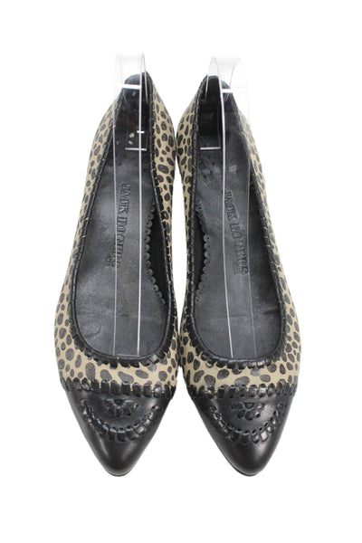 Jack Rogers Womens Animal Print Carla Ballet Flats Beige Black Size 8 Medium
