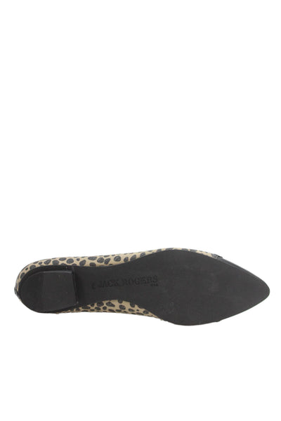 Jack Rogers Womens Animal Print Carla Ballet Flats Beige Black Size 8 Medium