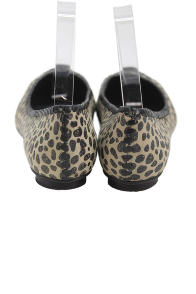 Jack Rogers Womens Animal Print Carla Ballet Flats Beige Black Size 8 Medium