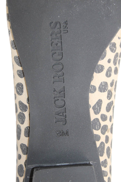 Jack Rogers Womens Animal Print Carla Ballet Flats Beige Black Size 8 Medium