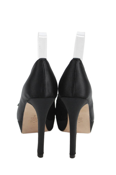 Pour la Victoire Womens Satin Peep Toe Stella Pumps Black Size 8 Medium