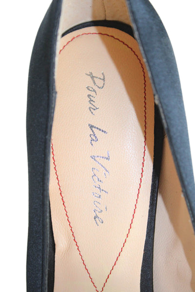 Pour la Victoire Womens Satin Peep Toe Stella Pumps Black Size 8 Medium