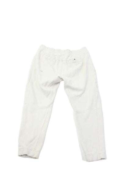 Designer Mens Joggers White Drawstring Cotton Blend Size L