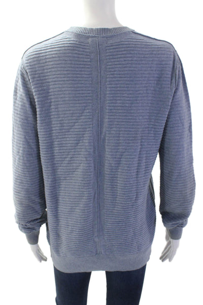 Reiss Women Pullover Sweater Gray Striped Crewneck Long Sleeve Nylon Size M