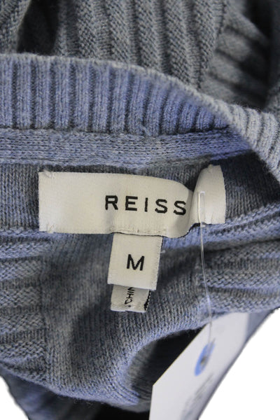 Reiss Women Pullover Sweater Gray Striped Crewneck Long Sleeve Nylon Size M
