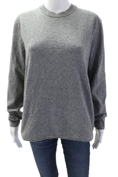 Theory Women Pullover Crew Neck Gray Nylon Long Sleeve Designer Size M